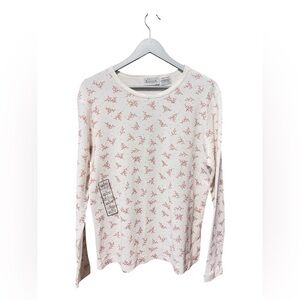 Basic Editions Floral Thermal Waffle Top – Size Large